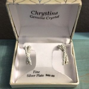 Chystina Silver and Crystal Hoop Earrings